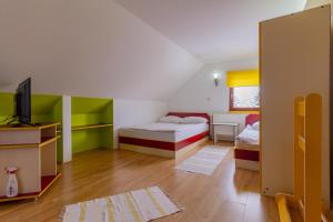 a room with two beds and a television in it at Apartmani Nika in Zlatibor