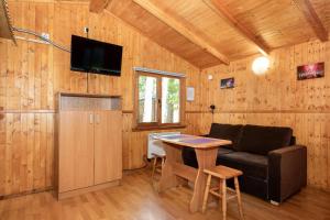 TV a/nebo společenská místnost v ubytování Domki Letniskowe Kaprys