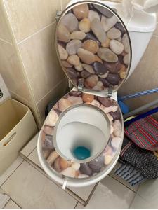 a toilet seat covered in rocks and stones at appartement à Cannes in Cannes