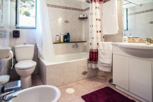 un bagno con wc, lavandino e doccia di Monte Mare Rhodes a Ixiá