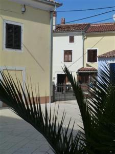 un edificio e una palma di fronte a un edificio di Apartments Zukanovic a Fažana