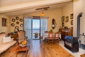 a living room with a couch and a fireplace at Apartments and Winery Djukovic in Virpazar