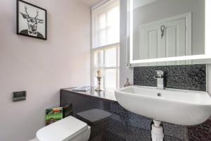 エディンバラにあるBeautiful Newly Decorated Flat on the Royal Mile!のバスルーム(洗面台、トイレ付)