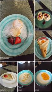 アドレルにあるVostok Hotelの皿の上の朝食用食品の写真のコラージュ