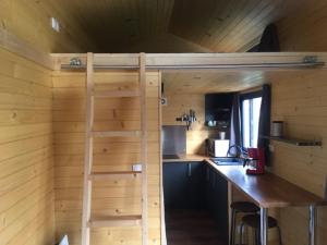 a room with a loft bed in a kitchen at Tiny House Otra Cosa in Mouscron