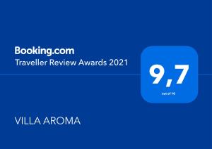 Certifikát, hodnocení, plakát nebo jiný dokument vystavený v ubytování APARTAMENTOS AROMA