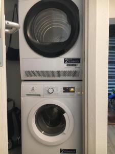 microonde e lavatrice in camera di Residenza Tulipani a Losone