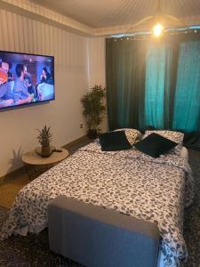 Posteľ alebo postele v izbe v ubytovaní SALOU : SPACIEUX APPARTEMENT 100 M2 vue sur mer + 26 fotografií