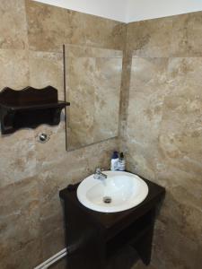 a bathroom with a sink and a mirror at Casuta din Valea Regilor in Grădiştea de Munte +50 photos