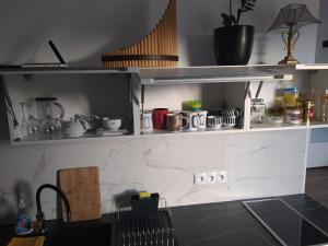 Kuchyň nebo kuchyňský kout v ubytování Apartament Muzyczny