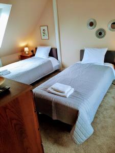 Łóżko lub łóżka w pokoju w obiekcie Drzewna Apartamenty - Kupiecka 5