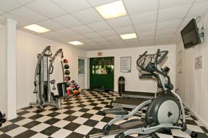 a gym with two treadmills and two ellipticals at Spring Gulch Cottage 1 in Mount Airy