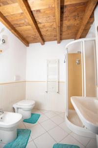 a bathroom with a shower and a toilet and a sink at CasaMatta2 in Isola del Giglio