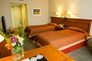 Una cama o camas en una habitación de Austral Plaza Hotel