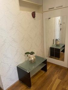 een kamer met een tafel met een potplant erop bij Iva Apartment Split in Split +26 foto's