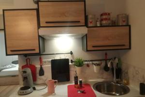 a kitchen counter with a sink and a stove at T2 à deux pas du Mucem au Panier / Vieux Port in Marseille +30 photos
