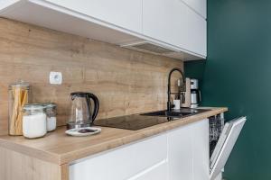 Kuchyňa alebo kuchynka v ubytovaní Apartamenty Wyspa Solna by Noclegi Renters