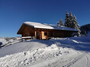 a house covered in snow with a road in front at Almhütte Tirler Schweige in Alpe di Siusi