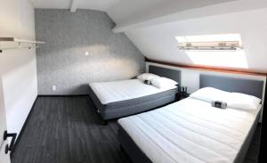 een kamer met 2 bedden in een kamer bij Gîte D'han le coin in Han-sur-Lesse