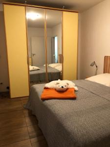 Postel nebo postele na pokoji v ubytování Angekommen