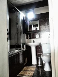 a bathroom with a sink and a toilet at Villa Strashimirovo in Strashimirovo