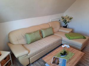 Ruang duduk di Boddenblick - Ferienwohnung mit Gartennutzung in Grieben Hiddensee