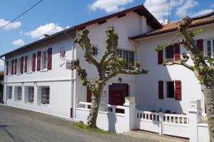 uma casa branca com uma árvore em frente em Maison Elizondoa em Masparraute