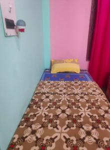 - une petite chambre avec un lit dans l'établissement Traveller's Nest Homestay, à Siliguri