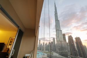 Nespecifikovaný výhled na destinaci Dubaj nebo výhled na město při pohledu z apartmánu