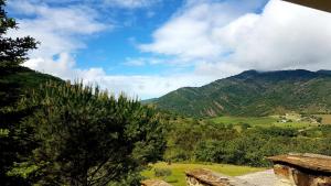 a view of a mountain range with a tree at Charmant appartement dans corps de ferme AIGLUN in Aiglun