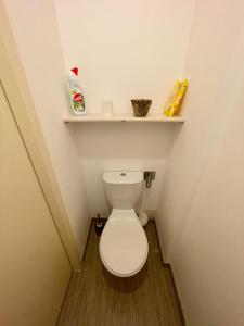 ビスカロッスにある302 RÉSIDENCE ANTINEA -016の小さなバスルーム(壁に棚のあるトイレ付)