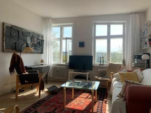 a living room with a couch and a tv at ApartmentInCopenhagen Apartment 1454 in Copenhagen
