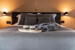 A bed or beds in a room at Wellnessboat De Michiel de Ruyter