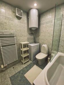 e bagno con servizi igienici, lavandino e vasca. di Apartment 31 Vila Golf Nice Vacation a Rogaška Slatina