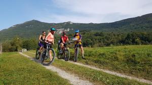 a group of people riding bikes down a dirt road at Seventh house in Ilirska Bistrica