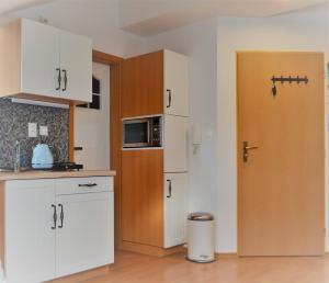 A kitchen or kitchenette at Podkrovný apartmán Donovaly AD Tatran