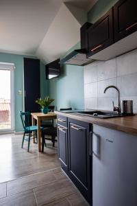 a kitchen with a sink and a table at Gwiazda Morska in Karwieńskie Błoto Pierwsze +45 photos
