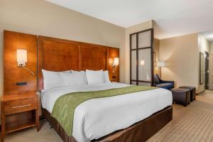 una habitación de hotel con una cama grande y una silla en Comfort Suites San Antonio Airport North, en San Antonio