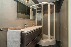 a bathroom with a sink and a shower at De Witte Dame in Zierikzee