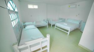 Zimmer mit 3 Betten und einem Fenster in der Unterkunft Hotel Kevins in Tolú