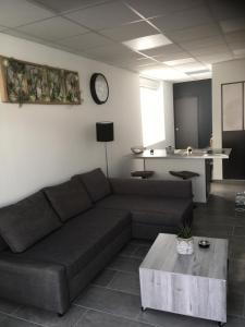 - un salon avec un canapé et une table dans l'établissement L’appartement charmant, à Dole