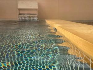 una piscina con una fuente de agua en una habitación en VOYAN Resort Fujiyamanakako Gekkoso en Yamanakako