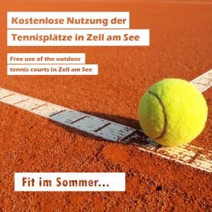 a tennis ball sitting on a tennis court at Post Residence Apartments by All in One Apartments in Zell am See
