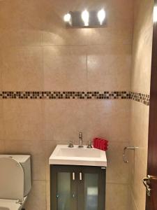 a bathroom with a sink and a toilet at Pastoriza Apartamento Amplio 2 Ambientes in Ushuaia