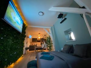 TV/trung tâm giải trí tại Capsule Roubaix/Lille Balneo*Home cinéma*Billard