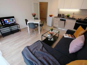 Kuchyň nebo kuchyňský kout v ubytování Prima Family Apartments