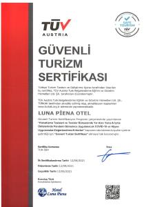 Certifikát, hodnocení, plakát nebo jiný dokument vystavený v ubytování Luna Piena Hotel