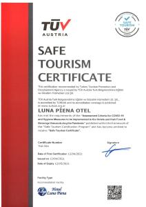 Certifikát, hodnocení, plakát nebo jiný dokument vystavený v ubytování Luna Piena Hotel
