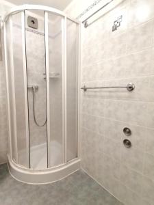 eine Dusche mit Glastür im Bad in der Unterkunft Apartment Ivan in Pula