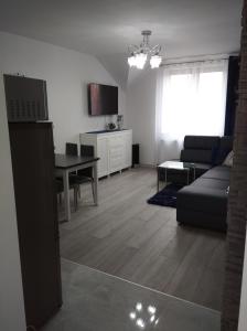 a living room with a couch and a table at APARTAMENT CENTRUM Węgorzewa in Węgorzewo